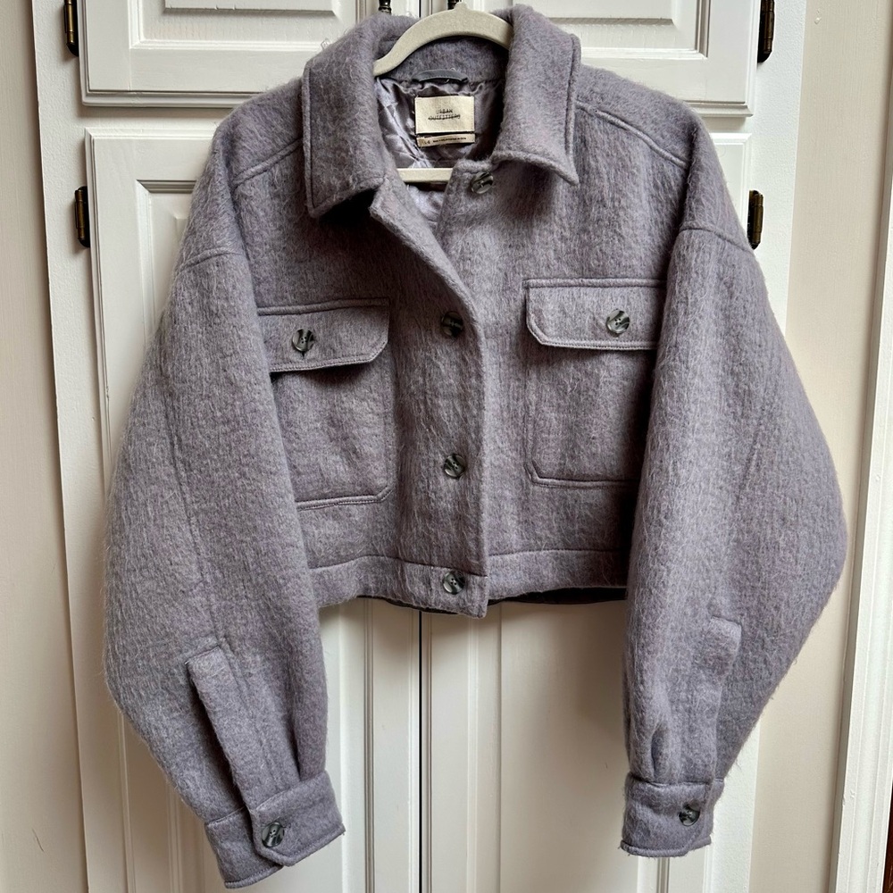 Urban Outfitters Lavender Gray Wool Blend Cropped Jacket Size Large - Picture 2 of 12